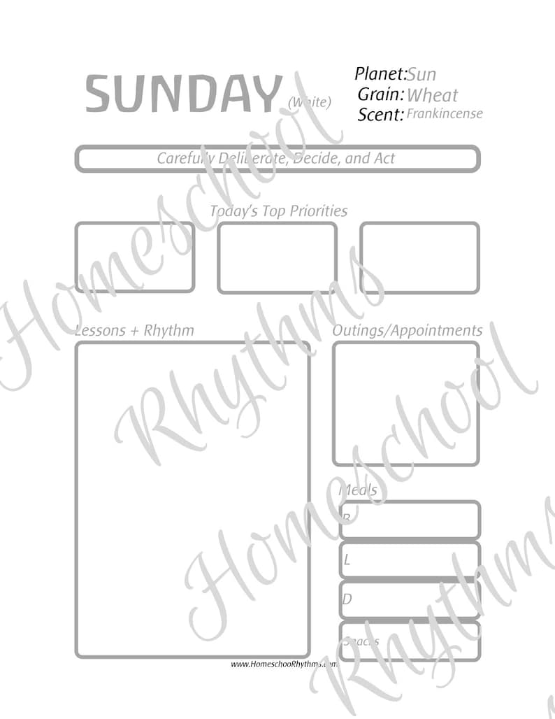 Fillable PDF Waldorf Inspired Daily Planner Pad Homeschool Steiner Days of the Week image 9