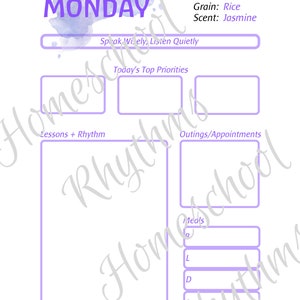 Fillable PDF Waldorf Inspired Daily Planner Pad Homeschool Steiner Days of the Week image 3