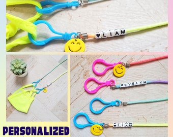 Personalized Mask Lanyard, Neon Strap, Face Mask Necklace, Ombre Lanyard, Tie Dye, Great gift, ALL AGES, 3 yrs+ to Adult