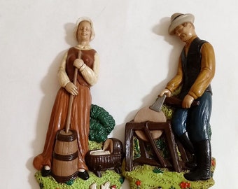 Figuras de arcilla talladas y pintadas a mano, estilo rústico, para colgar en la pared, de estilo campestre.
