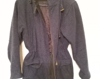 Abrigo cálido 100% lana azul marino oscuro vintage para hombre para hombre