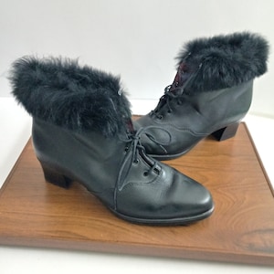 Womens winter boots leather leather fur ankle lace up boots Canadian womens black ankle boots