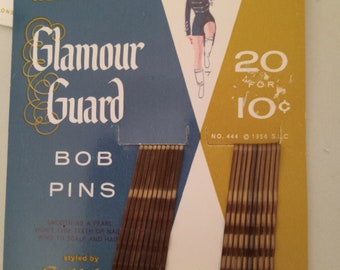 Vintage glamour guard 1950 alfileres bob de bronce paquete de 20