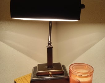 Vintage industrial style metal Bankers electric plug in desk lamp office 15inch work light