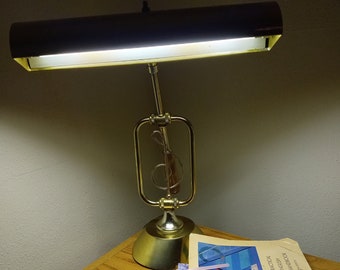 Lámpara de banquero dorada vintage: diseño de triple hendidura, decoración para el hogar y la oficina.