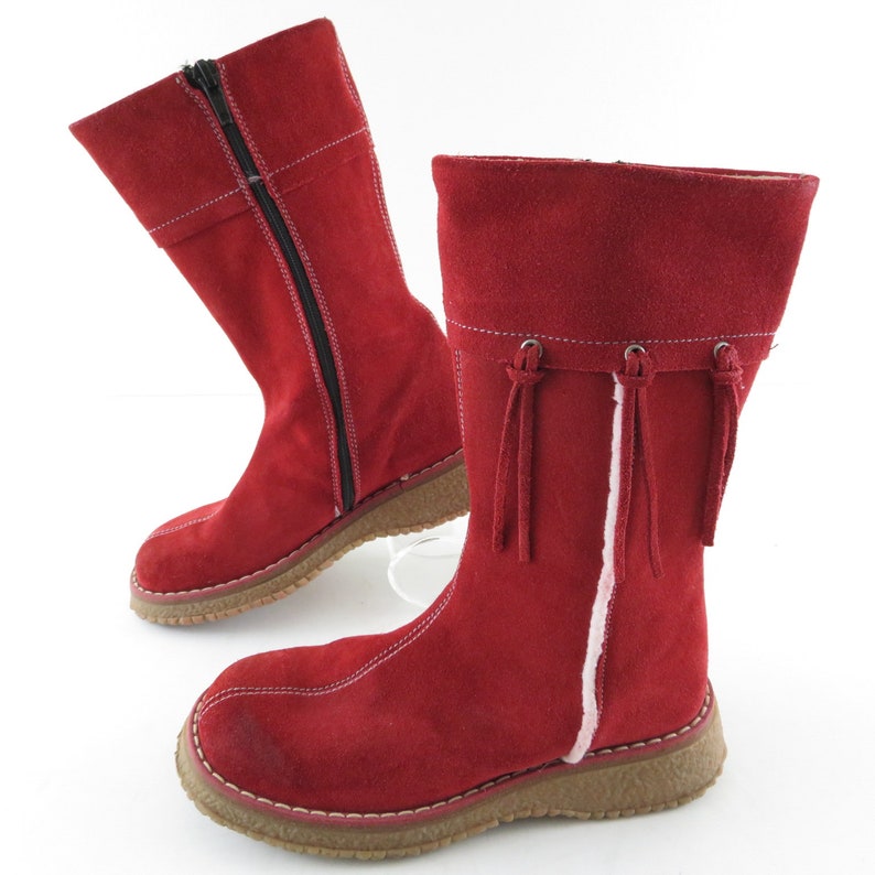 girls red leather boots