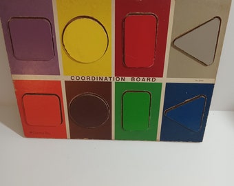 Rompecabezas vintage de formas de madera de Playskool: juguete para niños pequeños de los años 80