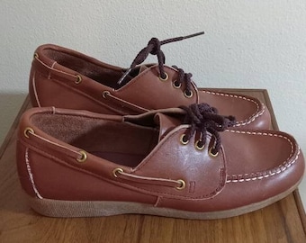 Vintage 1970s Brown Leather Oxford Shoes - Women's Size 8