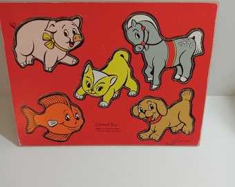 Rompecabezas de madera de animales de Connor Toy: juguete sensorial de los años 60