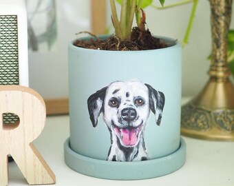 Medium Size - Customised Pet Memorial gift, pet portrait, Hand-painting with Colourful pot, original painting