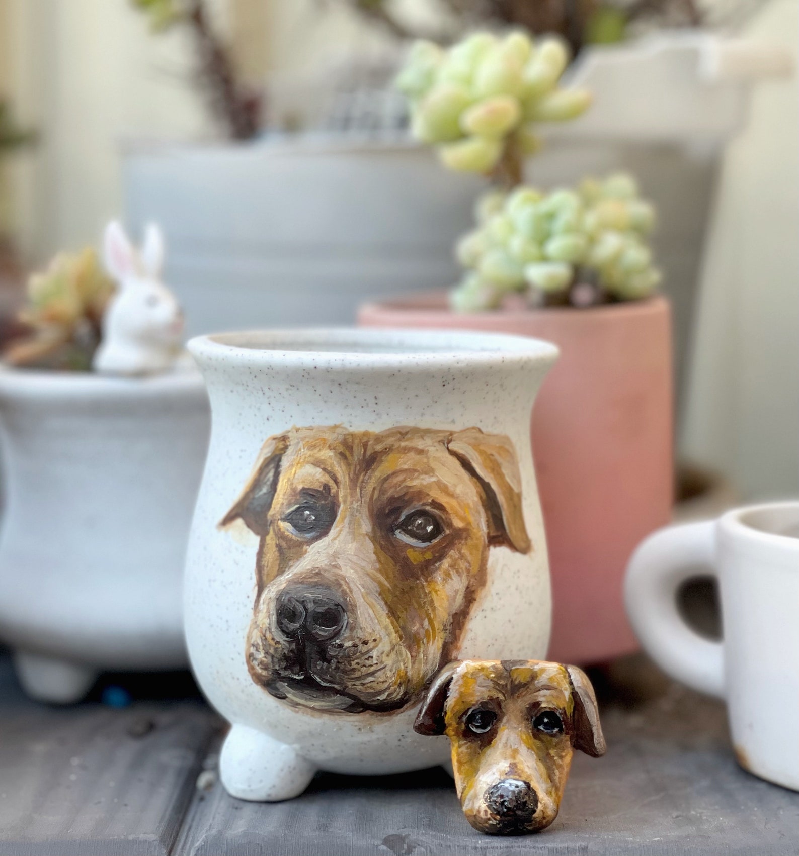 Personalised Your Pet Pot, Animal Planter With White Pot Etsy