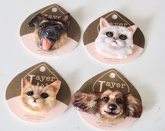 Custom Clay Pet Brooch: Handmade Personalized Dog & Cat Magnet