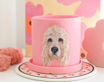 Custom Pet Portrait Pot: Hand-Painted Colorful Planter (Large 14cm)