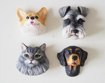 Personalized Pet Plaster Sculpture: Custom Fridge Magnet or Car Diffuser