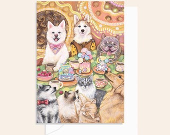 Dog and Cat Birthday Card: Pet Theme, Australian Made