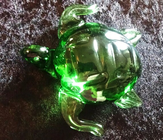 Blown Glass Art Animal Brown Happy TURTLE Tortoise Figurine