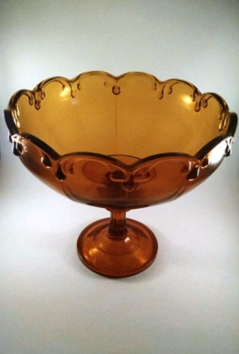Brown Vintage Glass, Vintage Brown Glass Bowl, Heavy Glass Bowl, Fruit