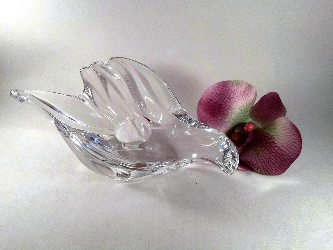 Clear Glass Bird, Glass Bird Candle Holder, Crystal Clear Candle, Heavy