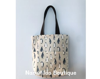Penguin pattern, Tote Bag, Shopping Bag, Eco Bag, Design Bag, Diapers Bag, Canvas Bag, Shoulder Bag, Large Bag, Cotton Bag, Work Bag,Handbag