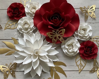 SZZWY 7x5FT Vinyl Backdrop Artificial Paper Flowers Photography Texture Background Red Chic and Vintage Flower Blossoms Wallpaper Baby Room House Party Decoration Background Children Adults