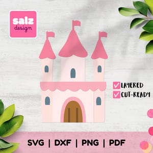 Pink Fairytale Princess Castle SVG Cut File for Cricut & Silhouette, Magic Kingdom Clipart, Cute Palace Vector Design for Papercraft