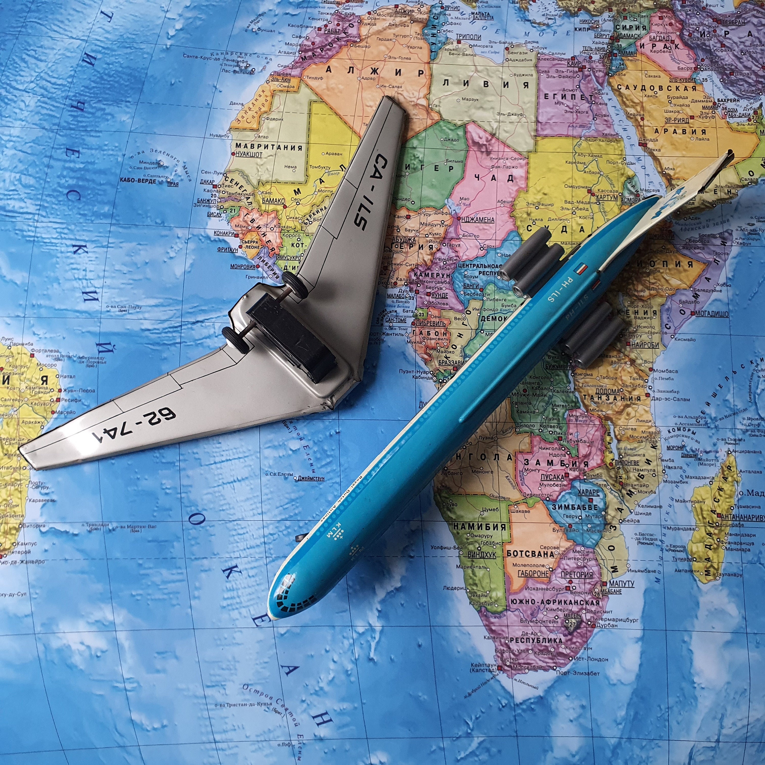 Vintage Antique Model Metal Airplane IL-62 Toy USSR 1960s 