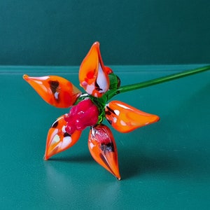 HANDMADE. Figurines and Sculptures of Flowers from Blown Glass. Glass Figurine &quot;FLOWER&quot;3. Colored glass. New Product. Ukraine 2024