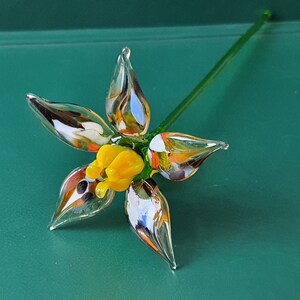 HANDMADE. Figurines and Sculptures of Flowers from Blown Glass. Glass Figurine &quot;FLOWER&quot;1. Colored glass. New Product. Ukraine 2024
