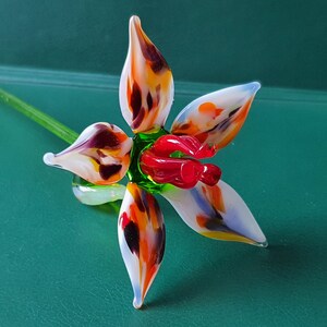 HANDMADE. Figurines and Sculptures of Flowers from Blown Glass. Glass Figurine &quot;FLOWER&quot;4. Colored glass. New Product. Ukraine 2024