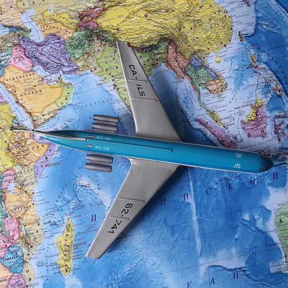 Vintage Antique Model Metal Airplane IL-62 Toy USSR 1960s 