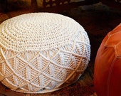 Macrame Pouf-Pouffes and Ottomans-Macrame Footstool-Handmade Pouffe-Pouffe storage-Bedroom Decor-Boho Deco 48 cm Dia x 23 cm Hr