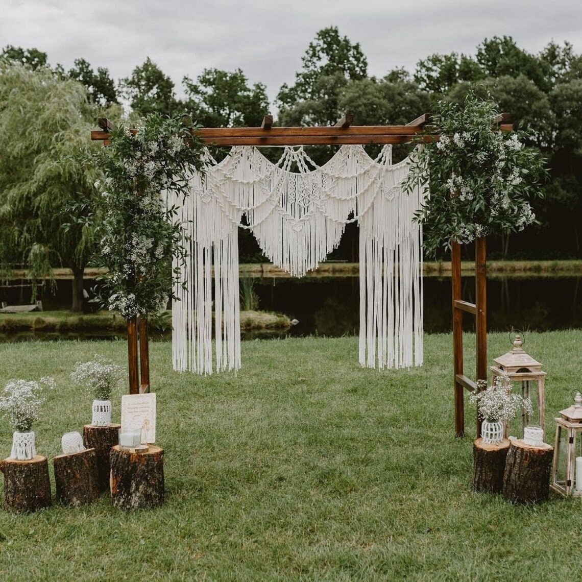 Handmade Macrame Wedding Backdrop Macramé Wedding Arch Arbor image 1