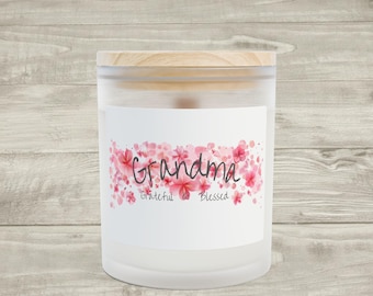 Grandma floral candle Frosted Glass Candle | 11oz
