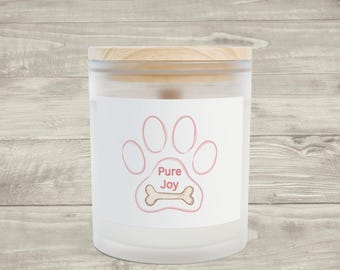 Pure Joy Paw Print Candle Frosted Glass, 11oz | Pet Lover Soy Candle