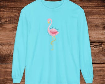 Flamingo Summer Nights Long Sleeve T-Shirt | Tropical Beach Vibe