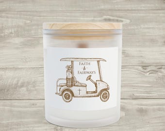 Faith & Fairways Golf Cart Candle Frosted Glass Candle | 11oz