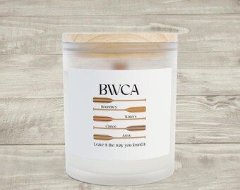 BWCA Lakeshore Wood Paddles Candle Frosted Glass Candle | 11oz