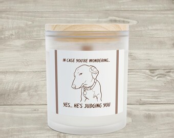 Judging Dog Sketch Frosted Glass Candle | 11oz