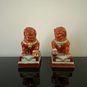 Chinese/Asian Female and Male Orange Fu Lions