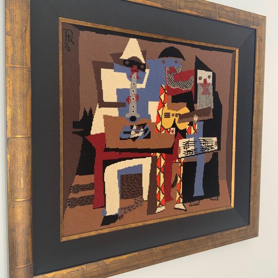 Picasso Style/manner the “three Musicians” in Needlepoint Artwork