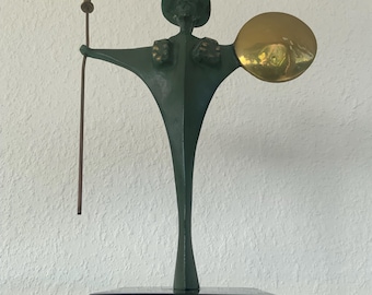 Don Quijote Stylize Sculpture in Brass With Green Patina
