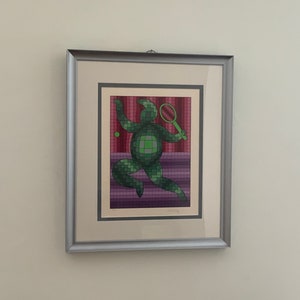 Victor Vasarel, Opt Art &quot;The Tennis Player&quot; Serigraph Limited Edition.
