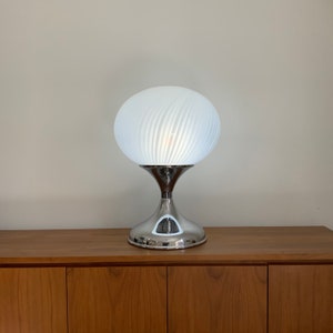 Murano White Swirl Glass Mushroom Table Lamp