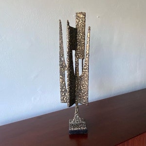 Brutalist Torch Cut Steel with Welded Bronze Sculpture, 1970s