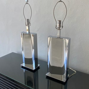Modernist Mirrored Chrome Plated  “S” Shaped Table Lamps