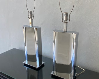 Modernist Mirrored Chrome Plated  “S” Shaped Table Lamps