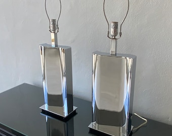 Modernist Mirrored Chrome Plated  “S” Shaped Table Lamps