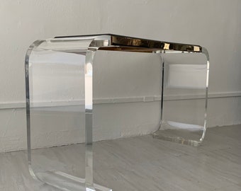 Lion in Frost Modern Lucite Waterfall Console/Sofa Table, 1980s.