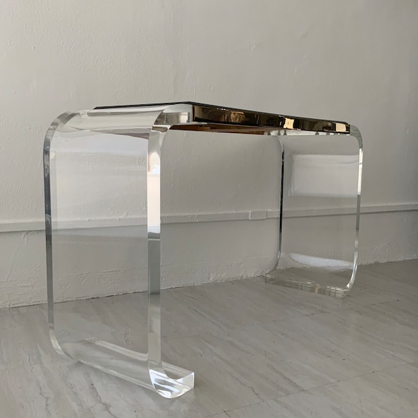 Lion in Frost Modern Lucite Waterfall Console/Sofa Table, 1980s.