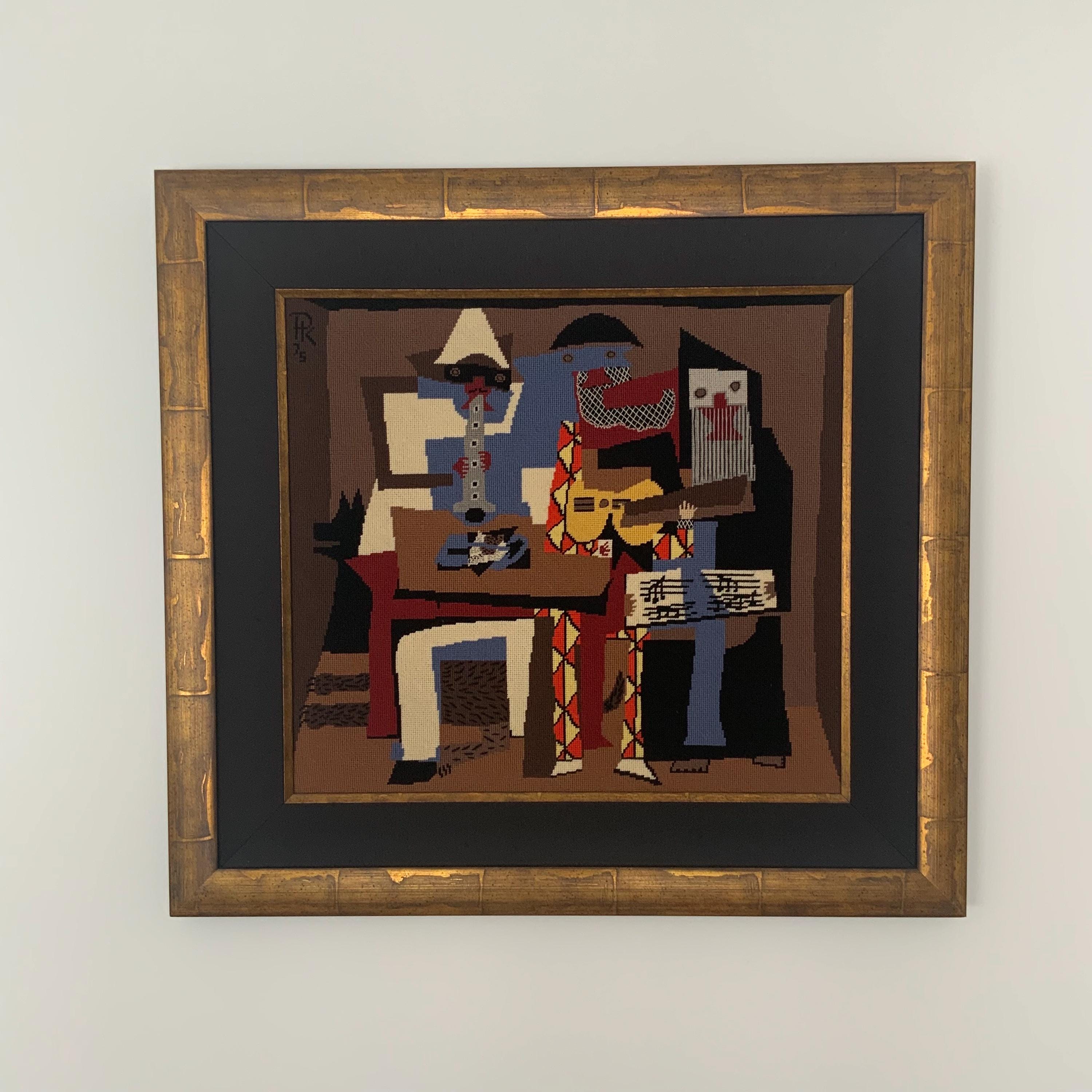Picasso Style/manner the “three Musicians” in Needlepoint Artwork